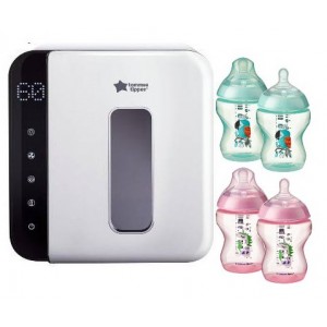 TOMMEE TIPPEE 三合一UV紫外線消毒烘乾機連4個260ml PP 印花奶瓶套裝